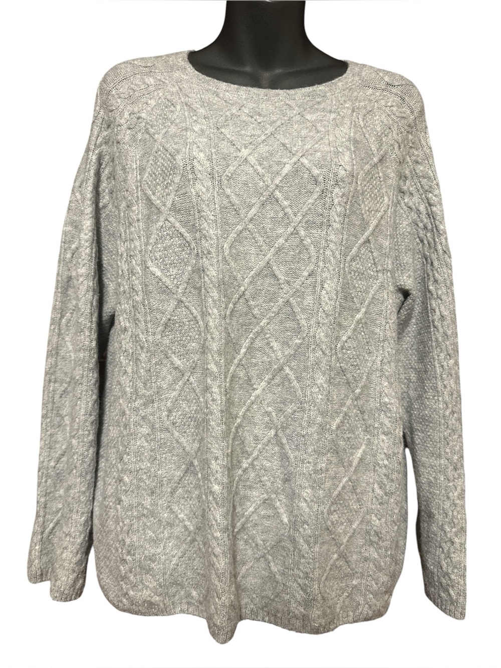 Vince Camuto Gray Cable Knit Sweater with Pink Size Tag SZ L